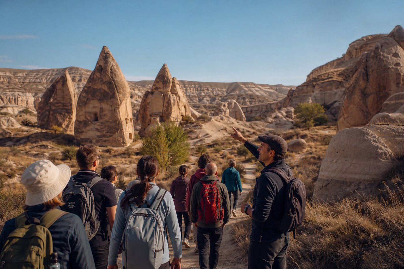 Kapadokya'da rehberli yürüyüş grubu